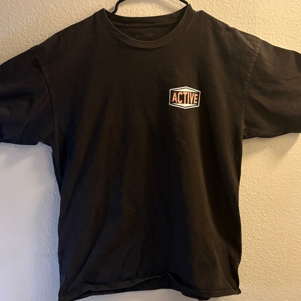Active USA Black Short Sleeve Tee with Chest Active Patch
